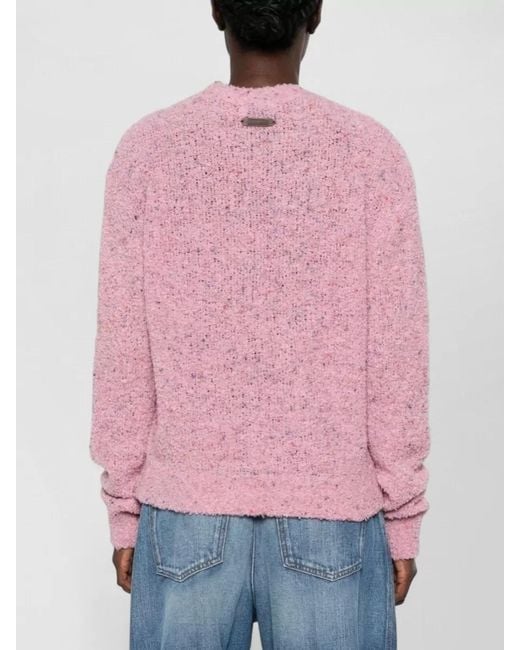Moschino Pink Cropped Crew Neck Knit Sweater Bear Motif