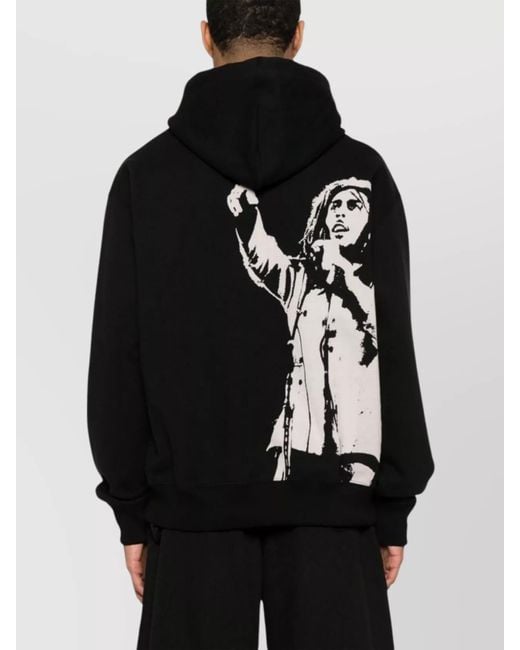Junya Watanabe Black Printed Cotton Hoodie for men