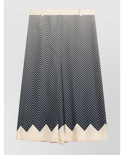 Valentino Gray Chevron High Waist Midi Length Skirt