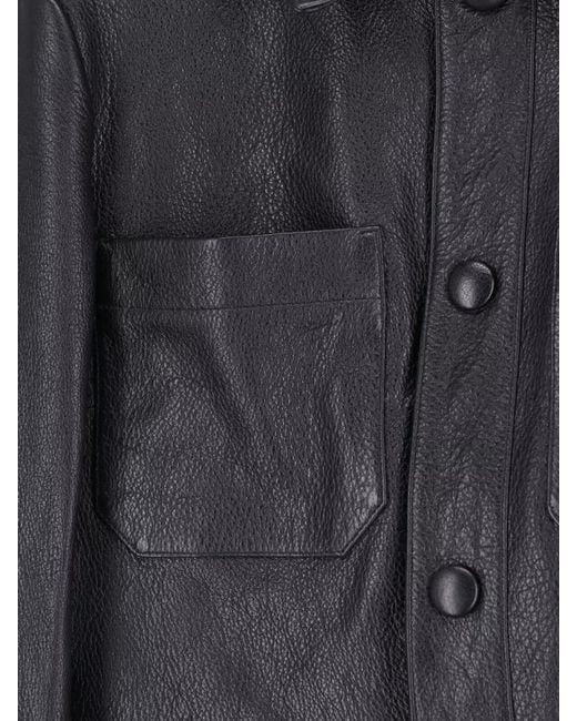 FRAME Black Cropped Leather Coat Collared Long Sleeves