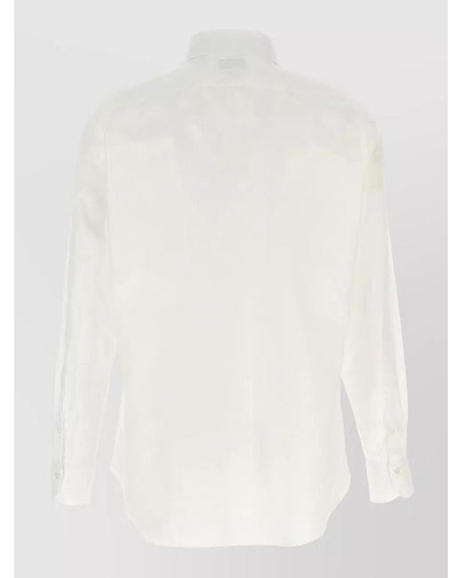 Finamore 1925 White Napoli Shirt Button Down Collar Cuffs for men