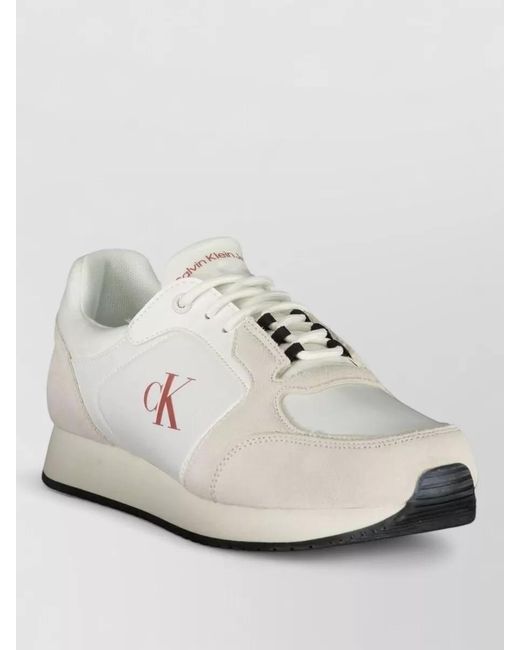 Calvin Klein White Polyester Lace-Up Sneakers for men