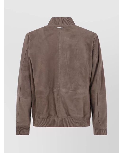 Michael Kors Brown Suede Bomber Jacket for men