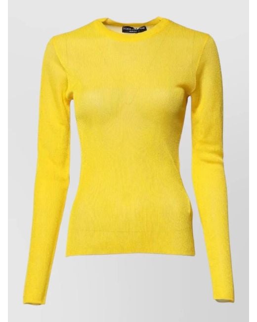Dolce & Gabbana Yellow Ribbed Long-Sleeve Sweater