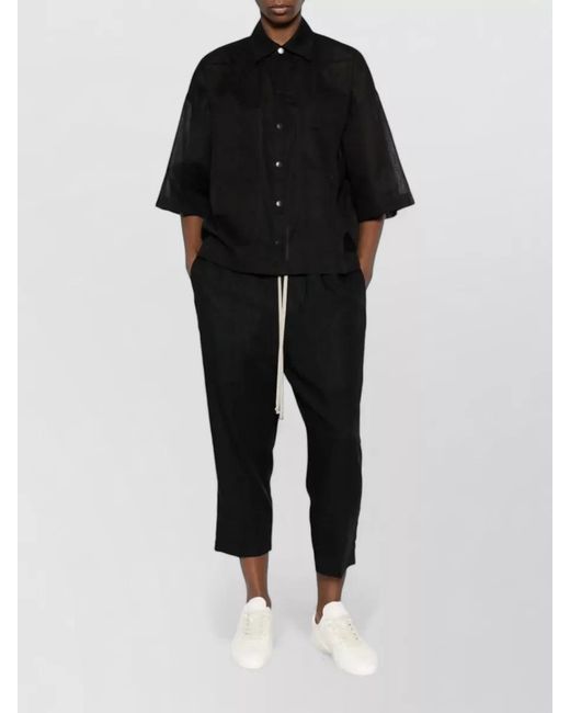 Rick Owens Black Tommy Shirt Boxy Fit Chest Pockets