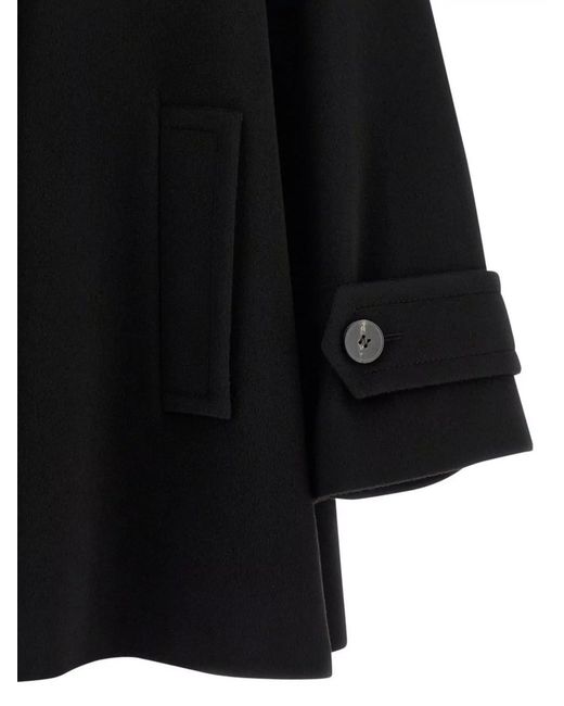 Alberto Biani Black Virgin Wool Double-Breasted Oversized Coat