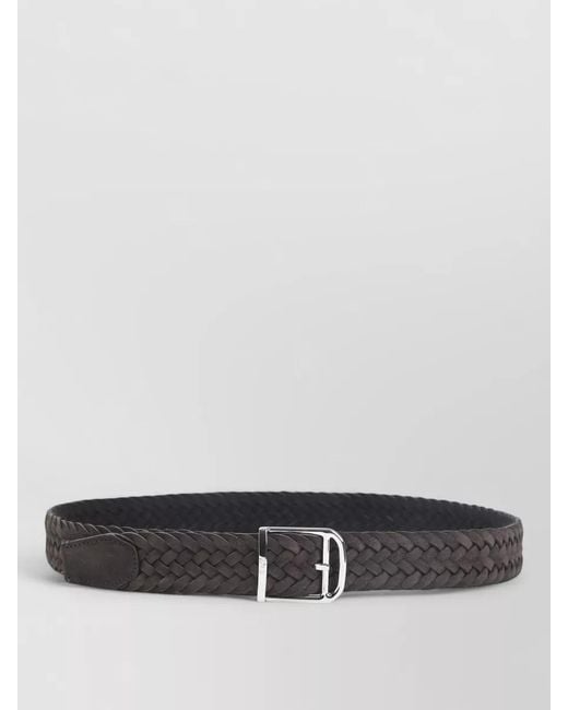 Brioni Gray Braided Suede Belt Adjustable Artisanal Design for men