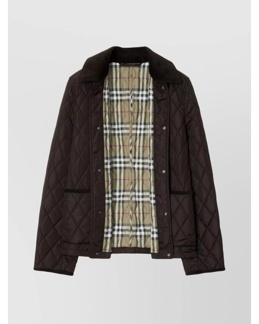 Burberry Black Quilted Jacket With Vintage Check Pattern