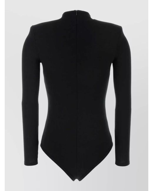 Jil Sander Black Wool Bodysuit Comfortable Fit High Neck