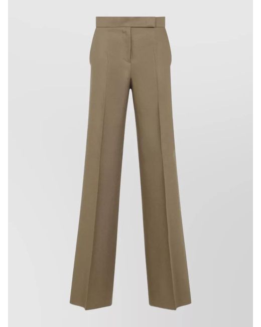 Max Mara Natural Linen Pleated Wide-Leg Trousers
