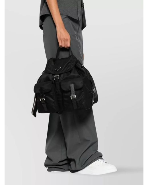 Prada Black Medium Nylon Backpack And Pouch Set