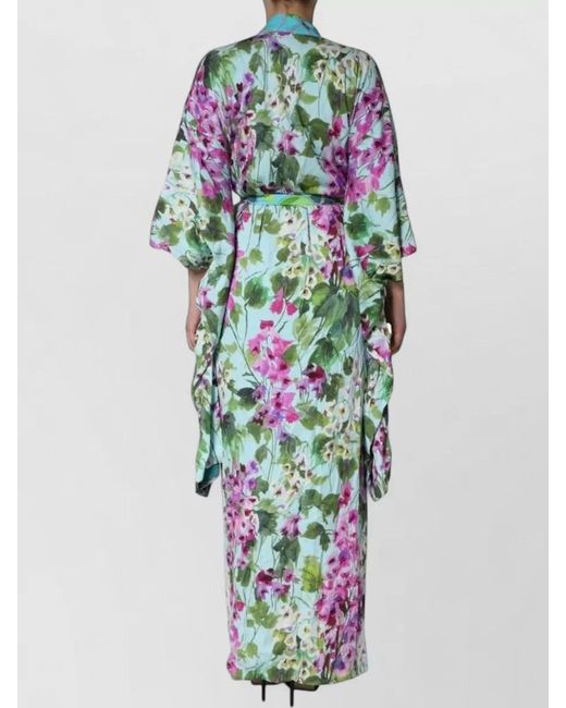 Dolce & Gabbana White Silk Floral-Print Wrap Maxi Dress