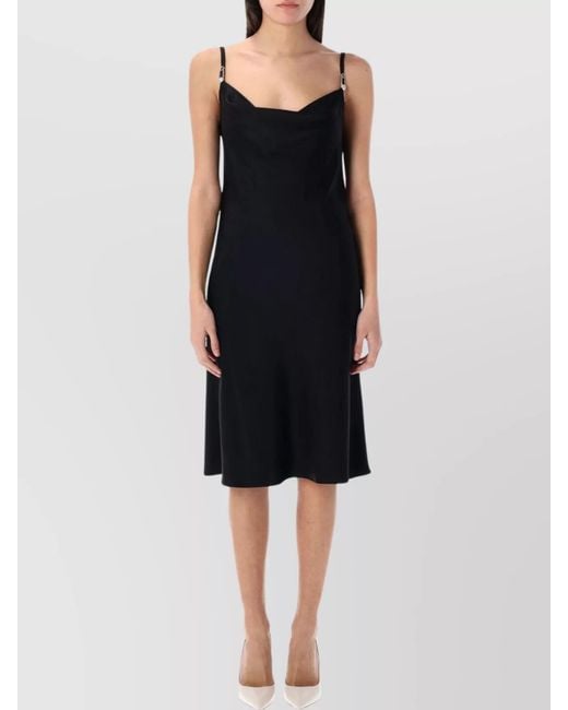 Versace Black Cowl Neck Spaghetti Strap Midi Dress