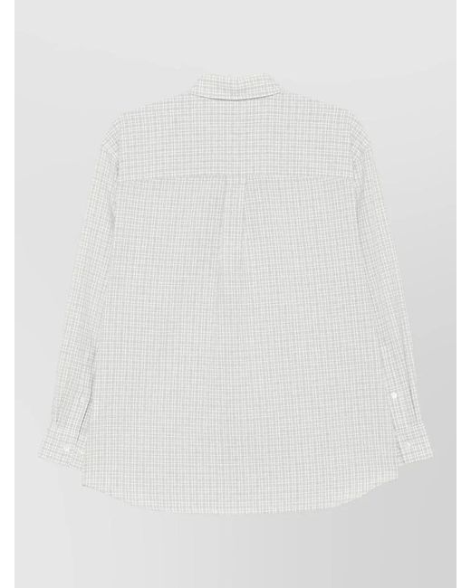 DUNST White Checked Cotton Shirt Long Sleeves Collar
