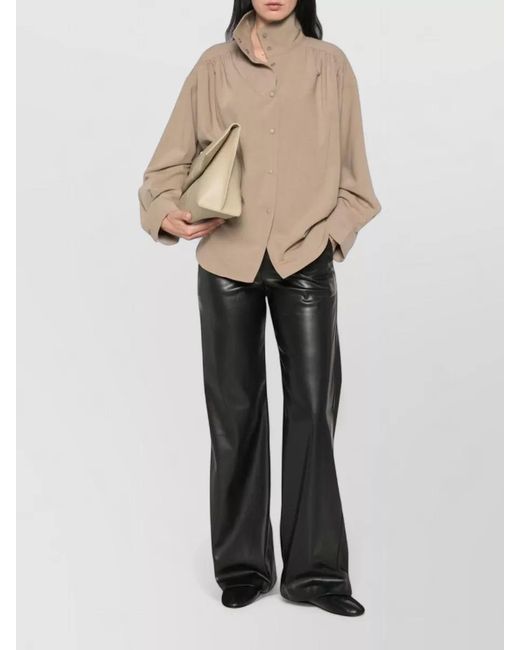ERMANNO FIRENZE Gray Faux-Leather Wide-Leg Trousers