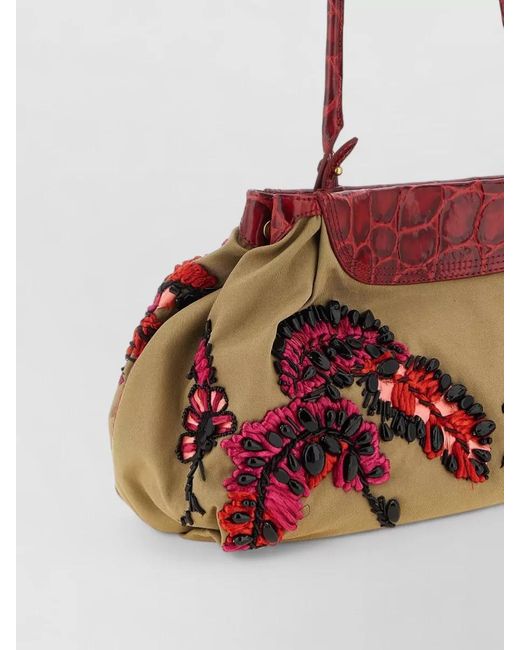 Dries Van Noten Embroidered Floral Shoulder Bag Long Strap