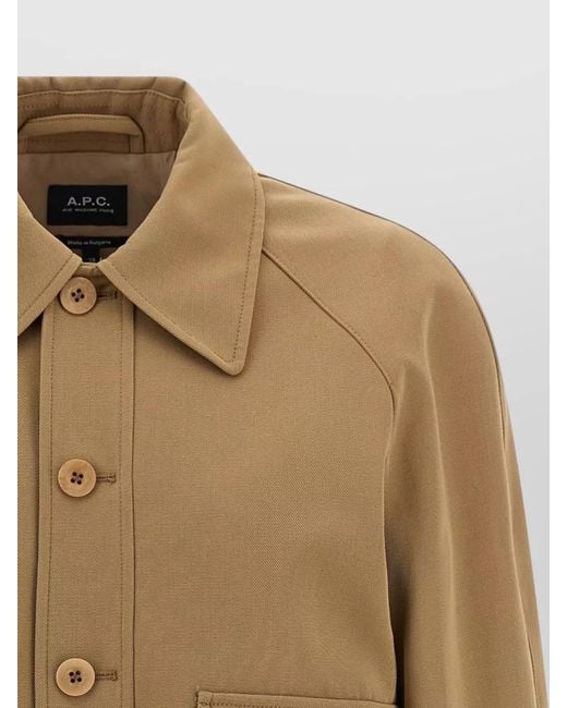 A.P.C. Natural Cotton Wool Jacket Collar Pockets Ribbed Trim