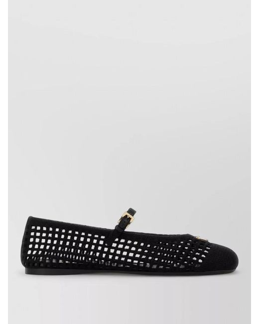 Prada Black Crochet Ballerina Shoes