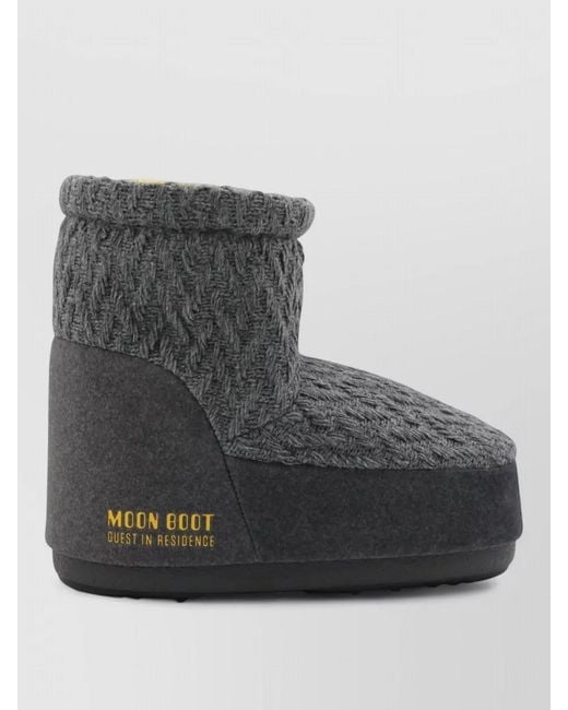 Moon Boot Gray Ankle Length Knit Texture Boots