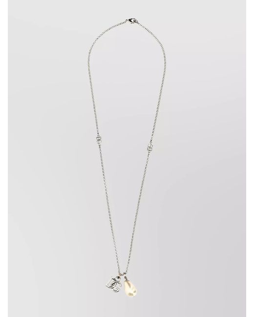 Dolce & Gabbana White Logo Pendant Necklace for men