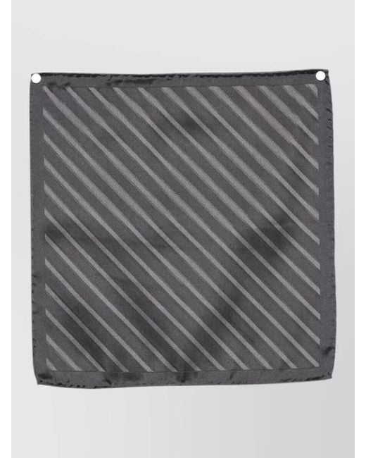 Brunello Cucinelli Gray Square Satin Pocket Scarf Diagonal Stripes for men
