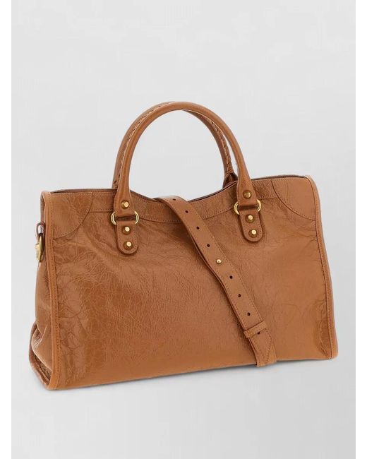 Balenciaga Brown City M Leather Crossbody Bag Satchel