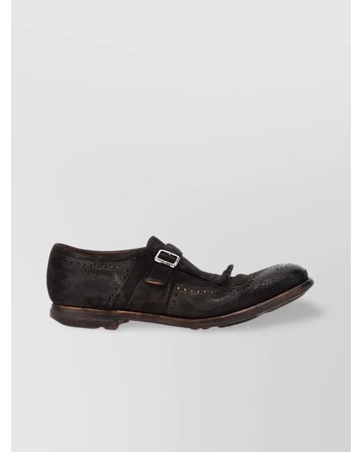 Church's Black Fringed Round Toe Perforated Loafers for men