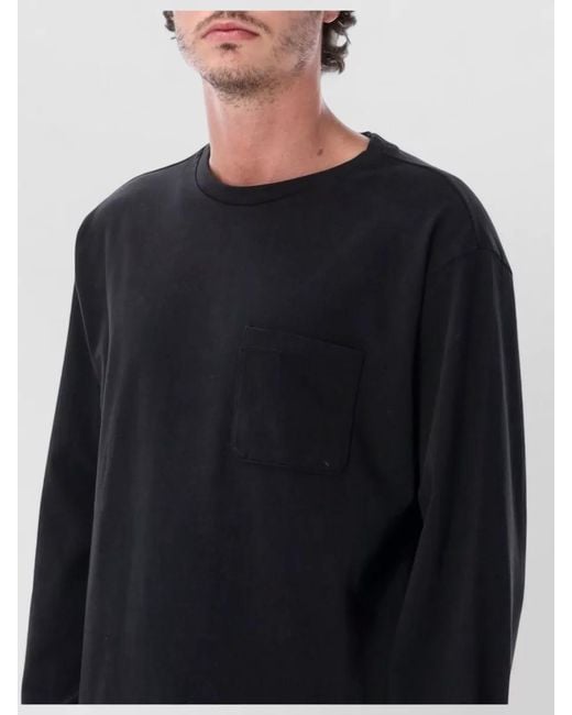 Champion Blue Reverse Weave Long Sleeve T-Shirt Patch Pocket for men