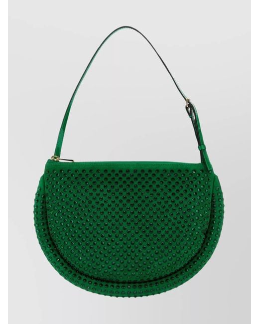 J.W. Anderson Green Suede Moon Shoulder Bag With Studded Strap