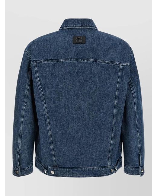 Fendi Blue Ff Selleria Denim Jacket Long Sleeves for men
