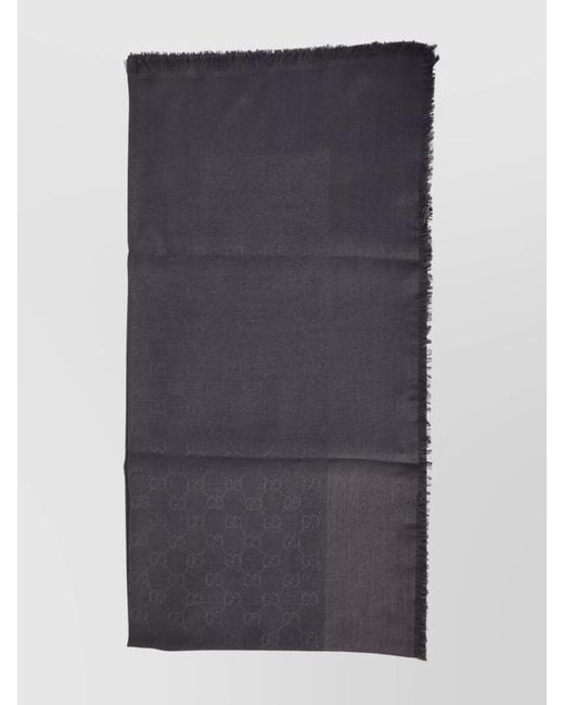 Gucci Blue Wool Silk Jacquard Scarf for men