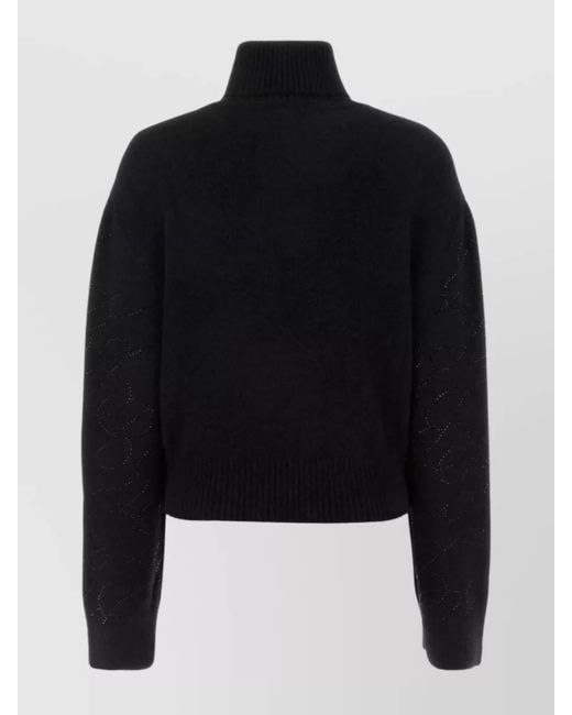 Blumarine Blue Embellished Cropped Mock Turtleneck Jumper
