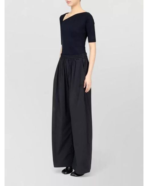 MM6 by Maison Margiela Blue Wide Leg Nylon Trousers Numerical Embroidery