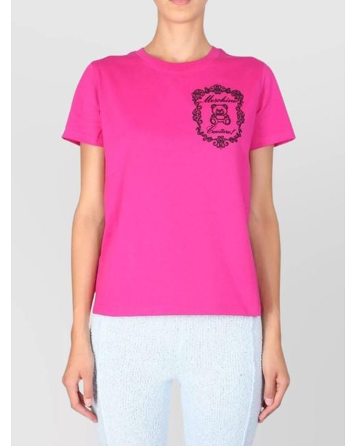 Moschino Pink Logo Print T-Shirt