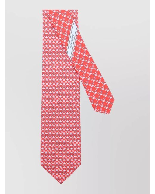 Ferragamo Pink Patterned Standard Width Pre Tied Bow Tie for men