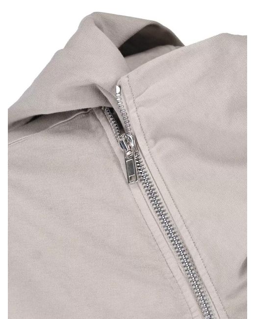 Rick Owens Gray Hooded Sweatshirt Jacket Adjustable Hem Pockets for men