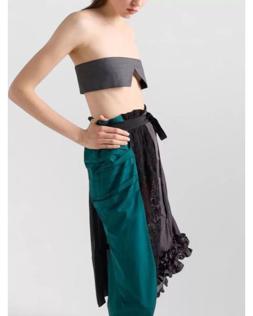 Prada Black Technical Taffeta Patchwork Skirt