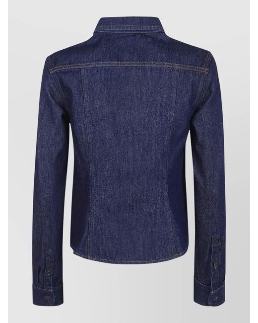 Dries Van Noten Blue Denim Cropped Shirt Jacket