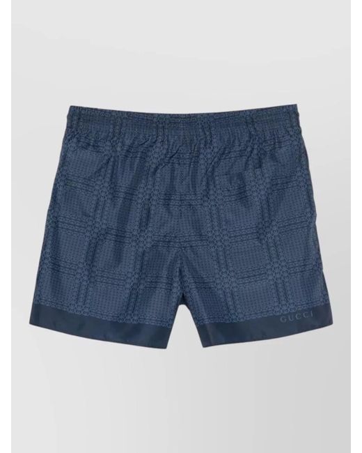 Gucci Blue Logo-Print Swim Shorts for men