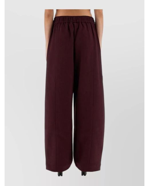 Ganni Red Twill Trousers Wide Leg Cargo Style