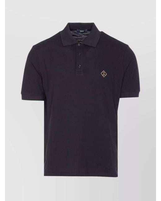 Herno Blue Cotton Short Sleeve Polo Shirt for men