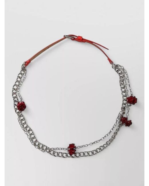 Dolce & Gabbana Metallic Leather Chain Floral Belt