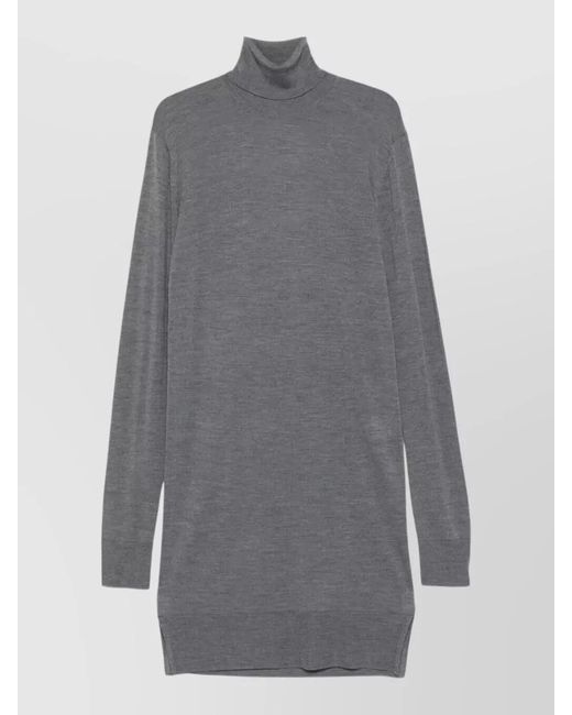 Totême Gray Knit Dress Turtleneck Long Sleeves Ribbed Finish