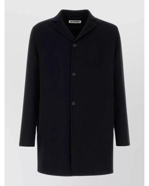 Jil Sander Blue Cashmere Blend Coat Notched Lapel Design for men
