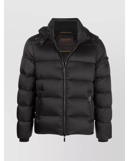 Moorer Black Brett Quilted Down Jacket With Stand-Up Hood for men