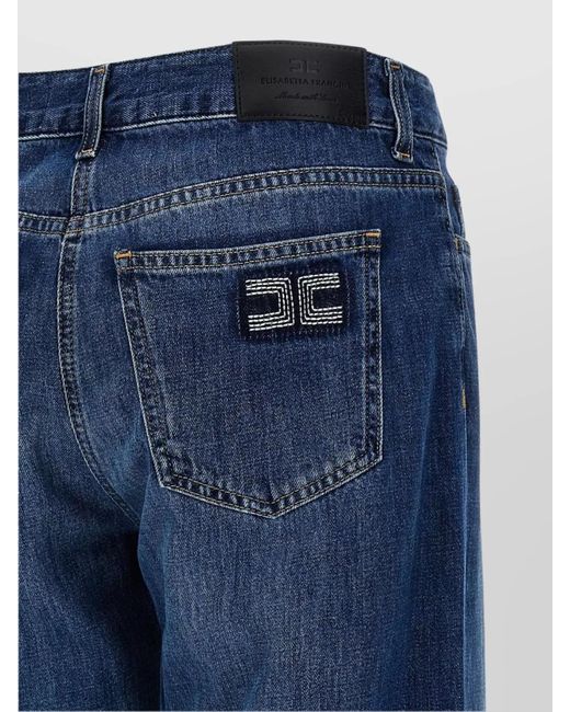 Elisabetta Franchi Blue Denim Straight-Leg Trousers