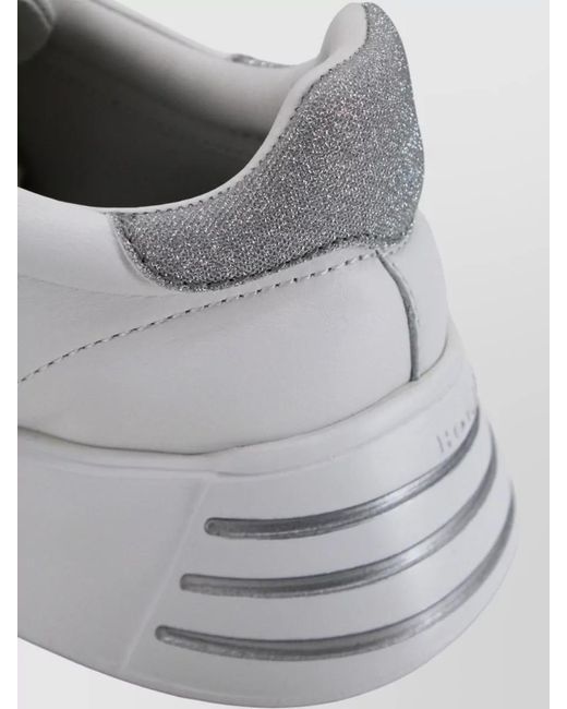Hogan Gray Rebel Platform Leather Sneakers Luminous Detail