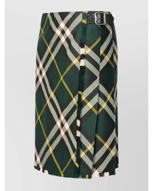 Burberry Green Wool Pleated Mini Skirt
