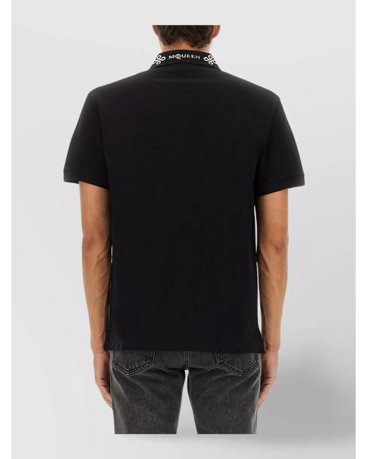 McQueen Black Cotton Logo Polo Shirt for men