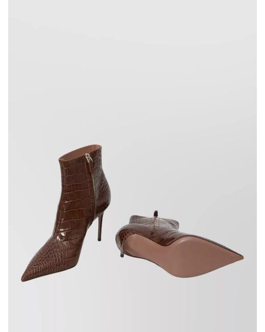 Paris Texas Brown Vera 85 Ankle Boots Crocodile Print